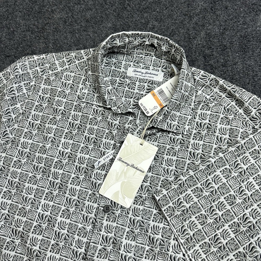 Tommy Bahama Shirt Mens Small Gray Coast Cozumel Tiles Island Zone Button Up NWT
